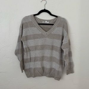 BCBGeneration Beige Striped V Neck Sweater